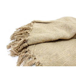 Pled Narzuta Obrus BOHO z frędzlami 160cm x 130cm Kawowy Beżowy